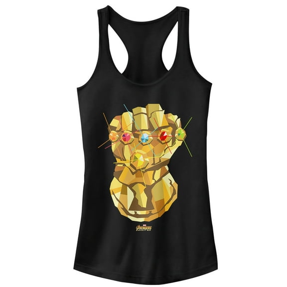 Junior's Marvel Avengers: Avengers: Infinity War Geometric Gauntlet Racerback Tank Top Black Small