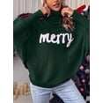 thumbnail image 2 of Womens Christmas Sweaters Long Sleeve Turtleneck Merry Letter Embroidery Chunky Knit Sweatshirt Casual Loose Pullover Jumper Tops, 2 of 5