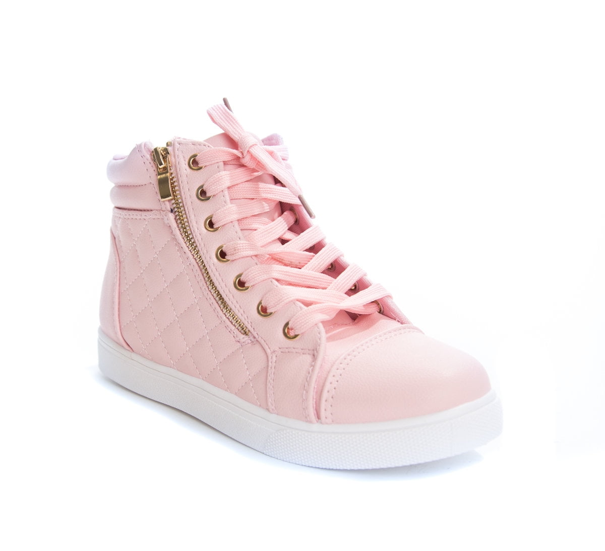 soho shoes women's leatherette quilted zipper lace up high top sneakers