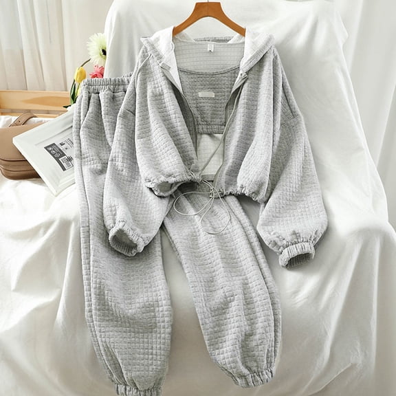 Women Vest Coat Pants Set Stylish 3 Piece Women's Sport Outfit Sling Ves T Hooded Coat Elastic Waist Sweatpants For Autumn/winter Set Jumpsuit for Women plus Size Suit for Petite Women Snow Thermals