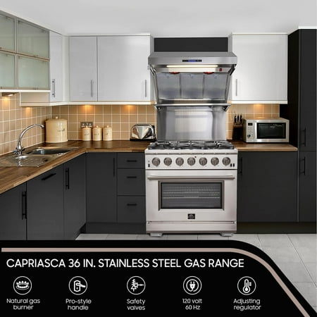 Forno Appliances - Capriasca Alta Qualita 5.36 Cu. Ft. Freestanding Single Oven Gas Range with Convection Oven - Stainless Steel