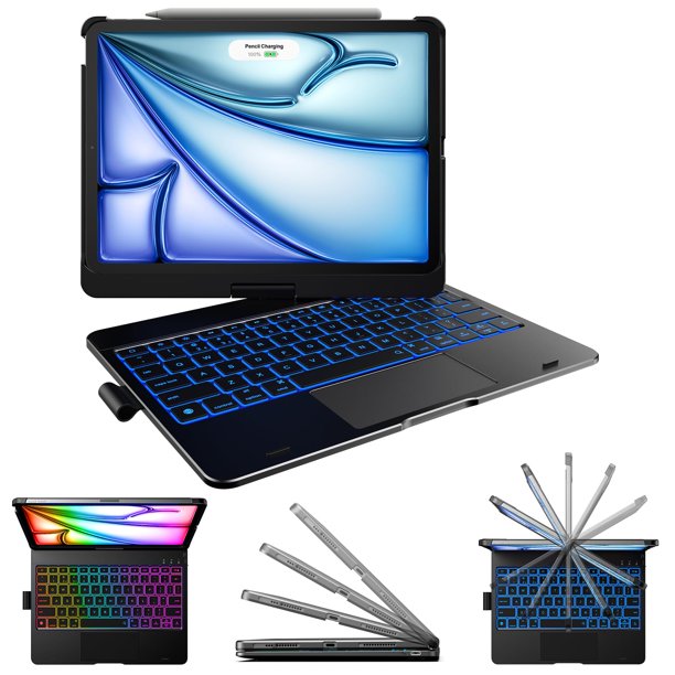 Funda tipo funda con teclado para iPad Air de 11 pulgadas y iPad Pro 11