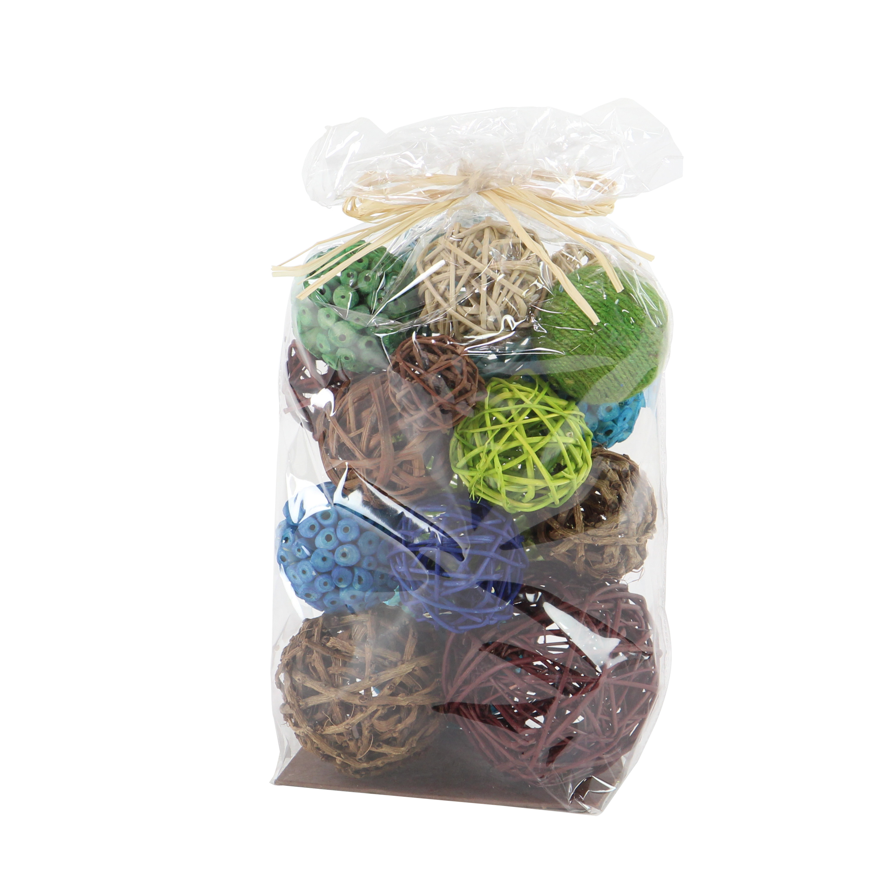 DecMode Blue 6" Handmade Dried Plant Orbs & Vase Filler with Varying Designs (3 Count)