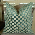 thumbnail image 4 of Plutus Velvet Turquoise Handmade Throw Pillow - Turquoise & Taupe - 20 x 30 in. Double Sided Queen Size, 4 of 4