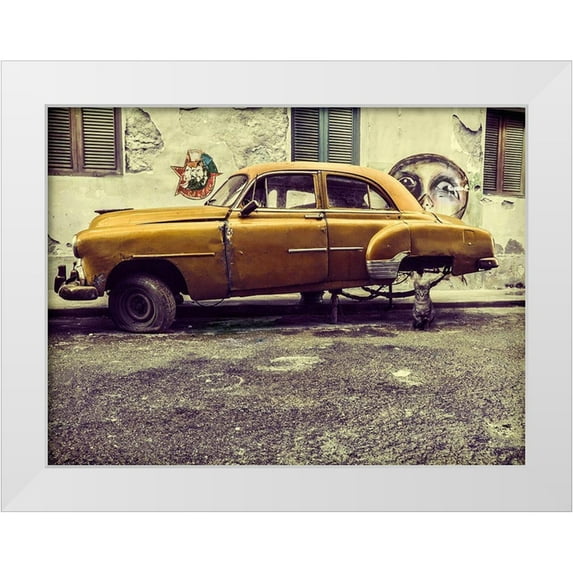 Yosifov, Svetlin 18x15 White Modern Wood Framed Museum Art Print Titled - Old car/cat
