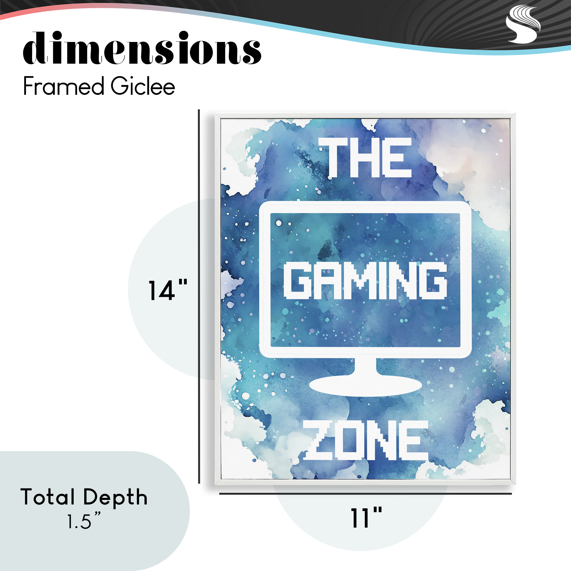 Gaming Zone Moniter White Framed Giclee Art, design by Marcus Prime