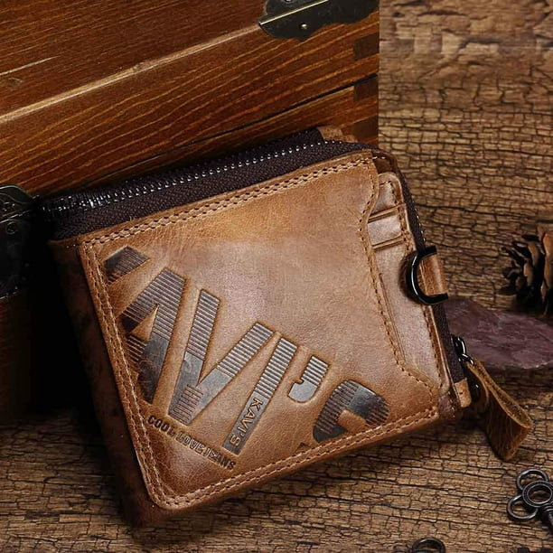 Genuine Leather Wallet Men Men s Short Wallet Fashion Casual Zipper Wallet Open MultiFunction Coin Purse Small Pocket Money Bag Walmart