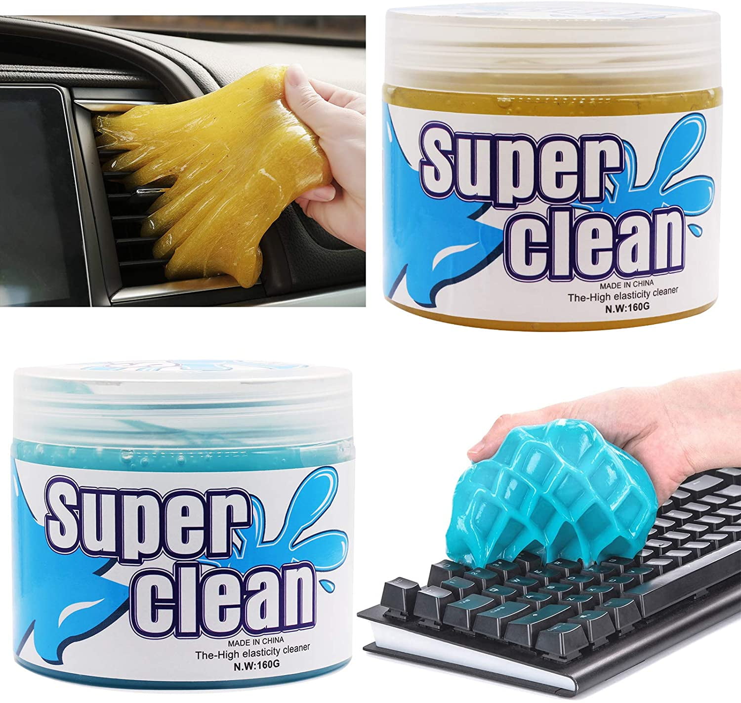 Dust Cleaning Gel,Super Clean Degreaser 2 Pack Keyboard Ceaner Universal Reusable Magic Dust Cleaning Mud for PC Tablet Laptop Keyboard Automobile Vents Printers Fan Parts. 