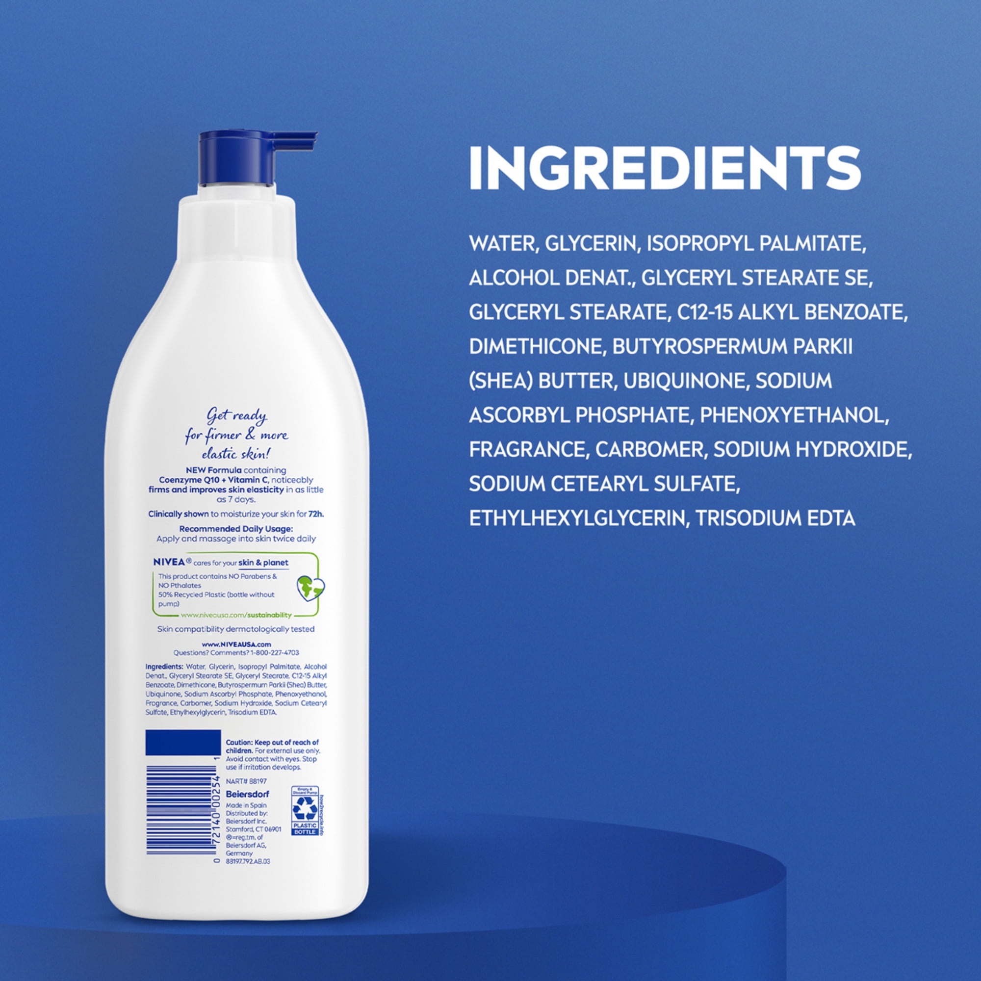 NIVEA Skin Firming Sheer Hydration Body Lotion with Q10 and Vitamin C, 16.9 fl oz