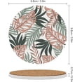 thumbnail image 2 of GZHJMY Round Drink Coasters, 6 Pcs Pink Green Leaves on White Absorbent Ceramic Coffee Coasters for Drinks with Cork Base Housewarming Gift for Home Decor, 2 of 5