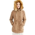 thumbnail image 3 of Niuer Women Coat High Neck Outwear Long Sleeve Jacket Warm Overcoats Solid Color Hooded Coats Khaki M, 3 of 3