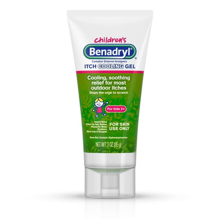 Benadryl Anti-Itch Camphor Cooling Gel for Kids, Travel Size, 3