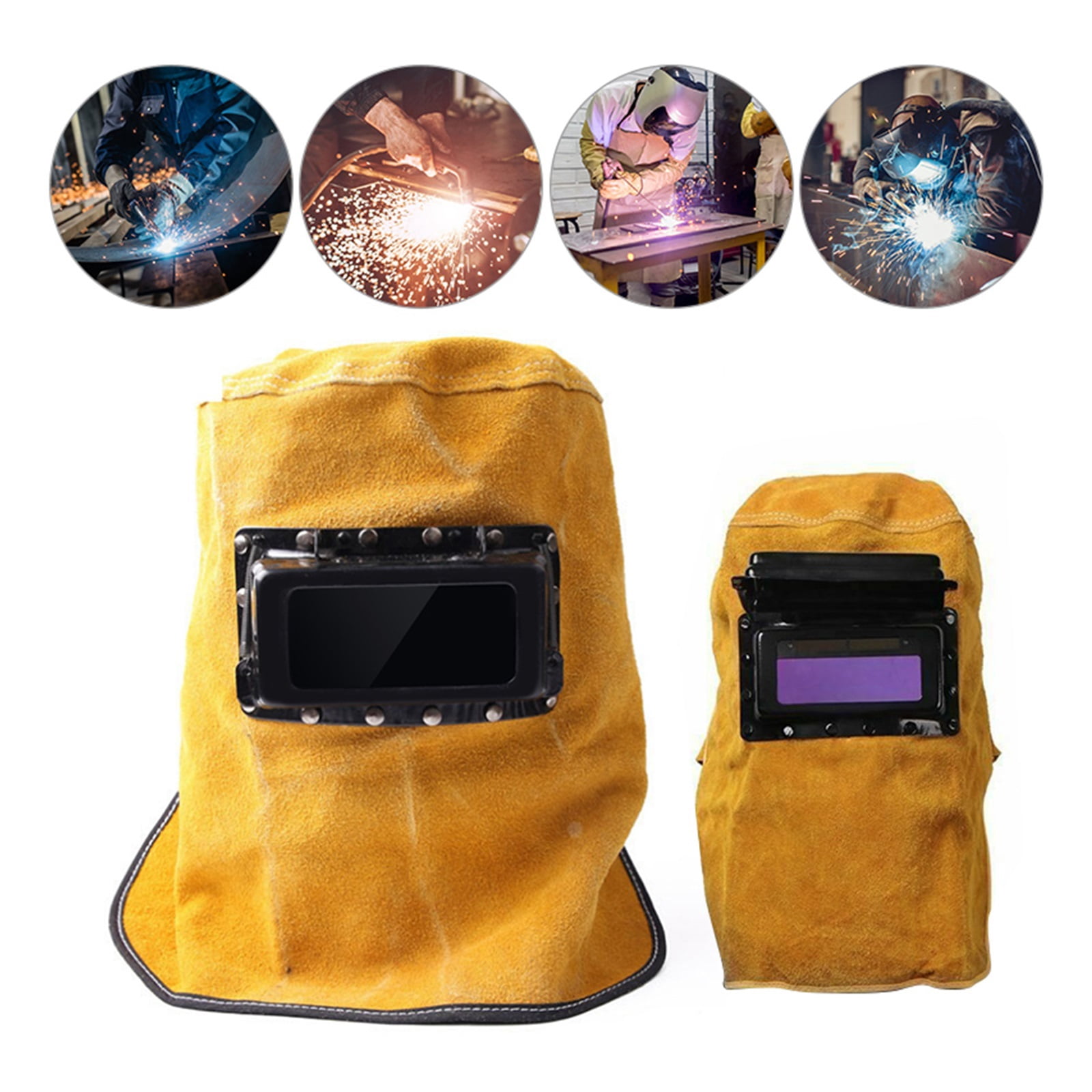 Leather Welding Helmet Auto-Darkening Filter Lens Face Mask Breathable Welder Security Protection Hood Helmet Welding Protector ,Widely Use