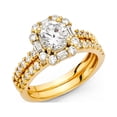 thumbnail image 2 of 14k Solid Italian White Gold CZ Round & Baguette Wedding Ring Duo Set, 2 of 2