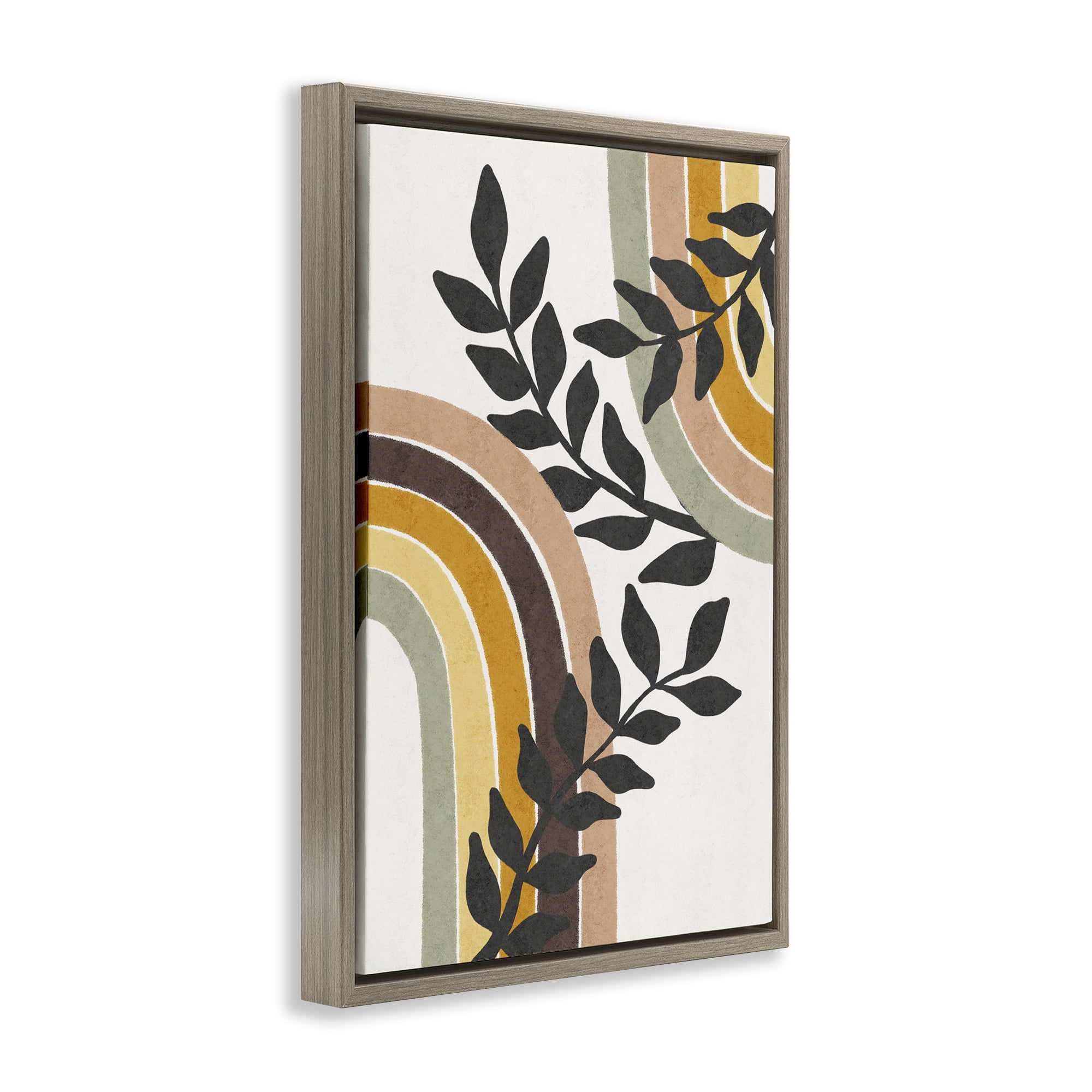 Stupell Industries Vine Swathed Rainbows Plants & Flowers Painting Brown Floater Framed Canvas Art Print Wall Art, 17 x 25