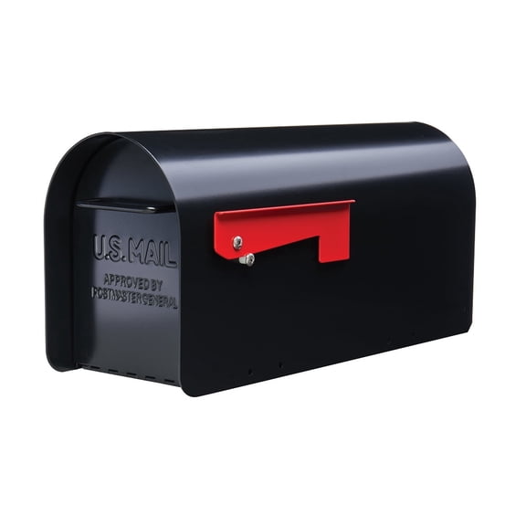 Architectural Mailboxes Ironside Galvanized Steel, Large, Post-Mount Mailbox in Black