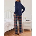 thumbnail image 4 of Ekouaer Womens Pajama Set 2 Piece Long Sleeve PJs with Plaid Pants Drawstring Elastic Waist Sleepwear Lounge Set, 4 of 5
