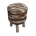 thumbnail image 1 of ACME Annah Stool in Ivory and Brown Hide Leather, 1 of 2