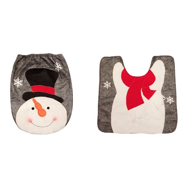 Funda De Inodoro Navideña De Papá Noel Alfombrilla Tapa Para El Depósito De Agua Y Funda Para Pañuelos