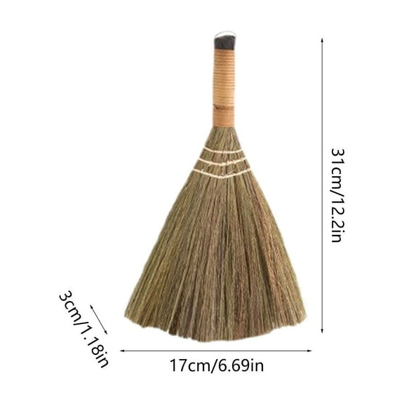 Rkxzt Broom Natural Straw Broom for Sweeping Floors and Tabletops Small Household Cleaning Tool with Hook 12.2 Inch Household Cleaning Supplies|Wood,Brown