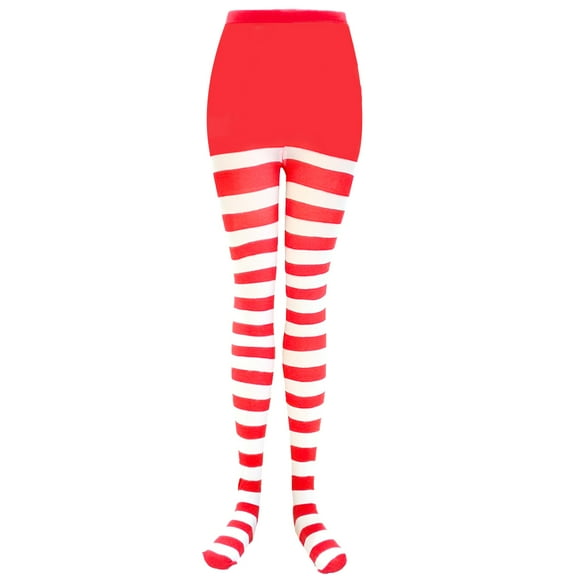 SILENRADAWN 1 Pair Stretch Leggings Women Red and White Striped Comfortable for Christmas Parties