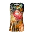 thumbnail image 3 of Penkiiy Men Casual Fashion Fireworks Print Pullover Round Neck Sports Tank Tops L Yellow, 3 of 4