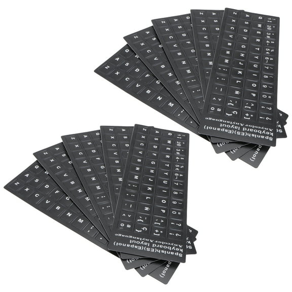 Masteelf  10 Pcs Keyboard Stickers Letters Tabs Black Background Removable