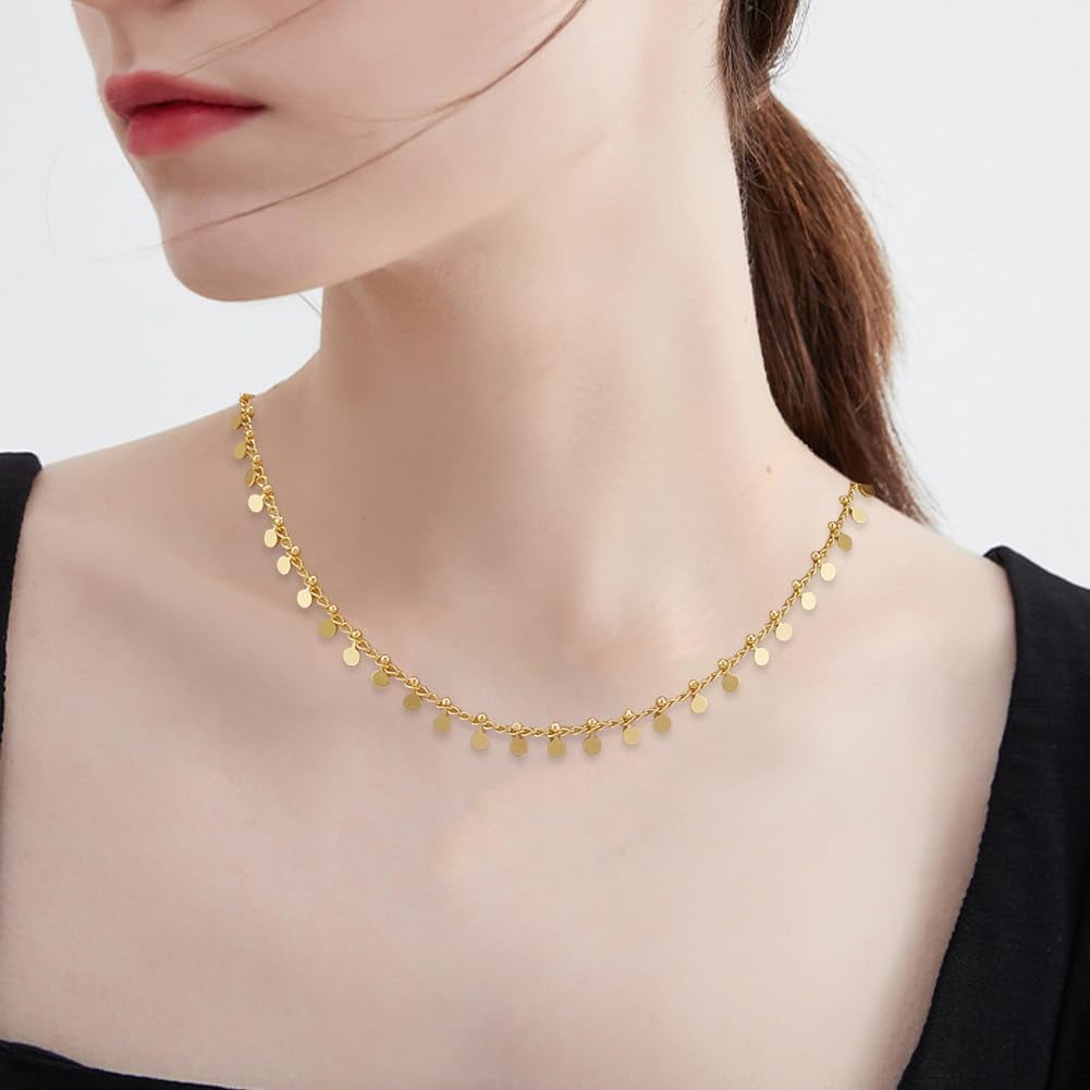 DIY Brass Curb Chains with Flat Round Charms Necklaces/Bracelets Making Kits Real 18K Gold Plated 3x2x1mm
