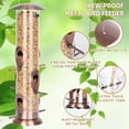 thumbnail image 3 of Metal Bird Feeders for Outdoors Hanging, 6-Port Tube BirdFeeders for Outside, Finch Feeders for Outside, Brushed Copper Finishing, Bird Feeder with Heavy Duty Metal Lid, Chew-Proof 1 Pack, 3 of 6