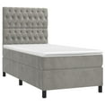 thumbnail image 2 of vidaXL Box Spring Bed with Mattress Light Gray 39.4"x79.9" Twin XL Velvet, 2 of 6