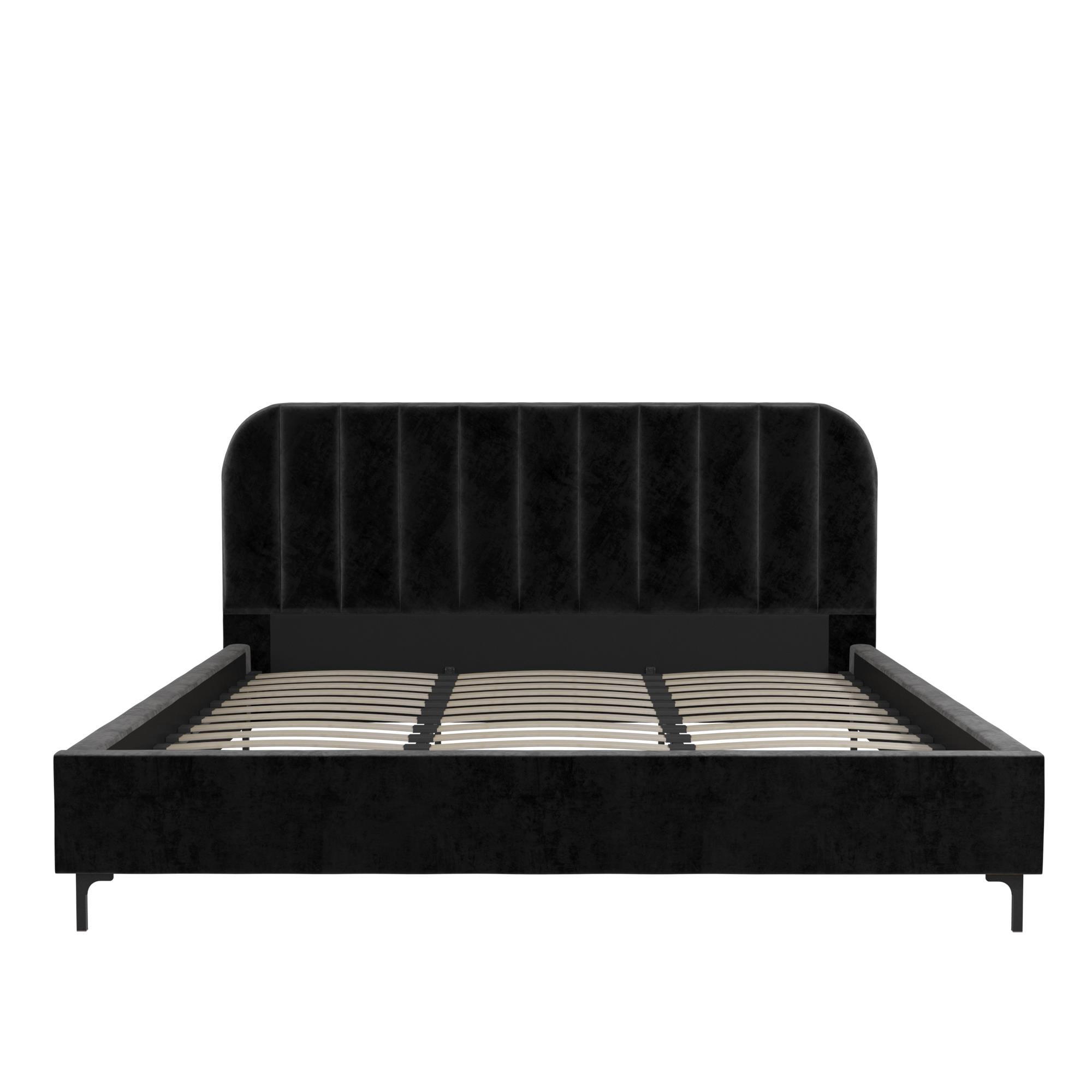DHP Callie Upholstered Platform Bed, King, Black Velvet