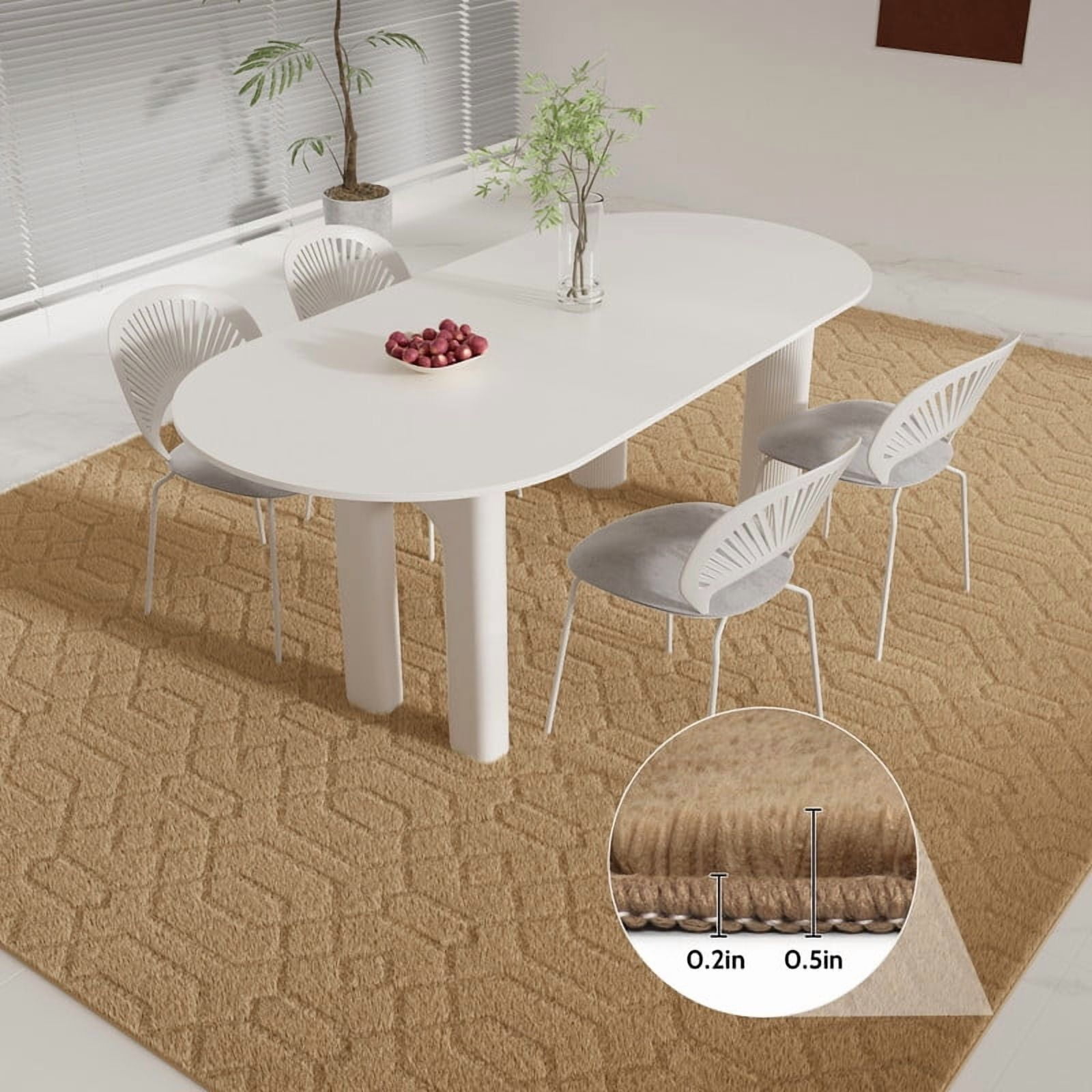 CozyDesg Area Rug for Living Room,5'x8' High-Low Textured Boho Shag Washable Area Rug with Non-Slip Backing,Modern Decor Carpet for Indoor,Bedroom,Dining Room