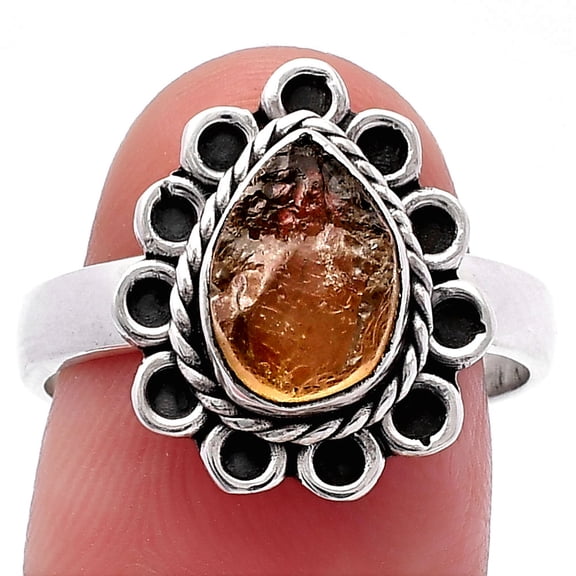 Natural Yellow Scapolite Rough 925 Sterling Silver Ring s.8.5 Jewelry R-1256 SDR224319