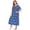 Blue, variant on Magazine Women's Printed Long Nightdress Short Sleeve Ruffle Neckline Plus Size