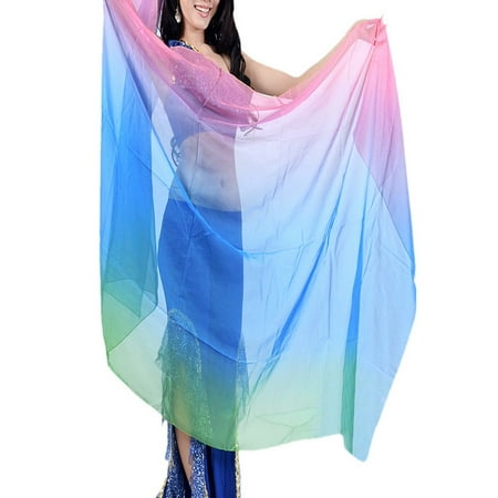Belly Dance Dancer Dancing Veil - BellyLady Belly Dance Chiffon Veil Scarf For Belly Dancers, Blue/Green/Pink