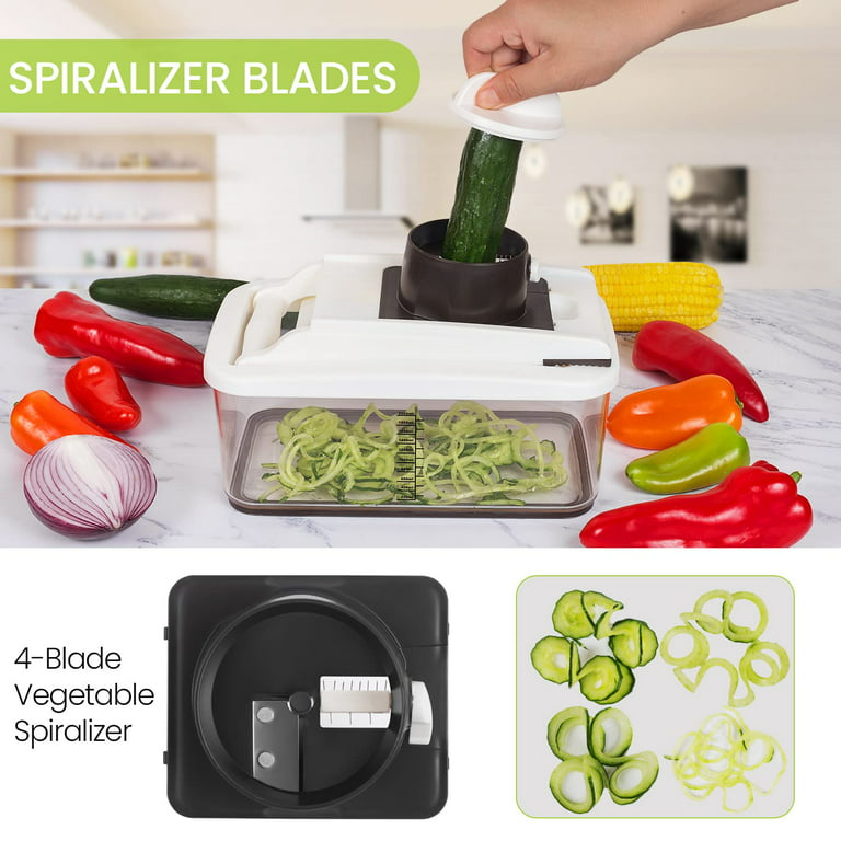 Vegetable chopper with several different attachments to make meal prep, vegetable chopper