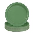 thumbnail image 1 of 50 platos de papel verde de 9 pulgadas, platos de postre festoneados, desechables de color verde salvia, para novia, baby shower, boda, graduación, decoración de fiesta de cumpleaños, 1 of 4