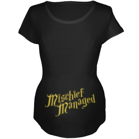 

Mischief Managed Funny Maternity Soft T Shirt Black X-LG