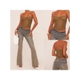 thumbnail image 3 of Women's Lace Corset Tube Tops Sleeveless Strapless Cross Tie-up Bandeau Bustier Tops Bodyshaper, 3 of 9
