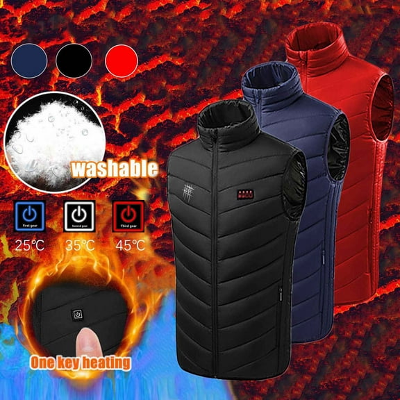 Heating Vest for Men Women Winter Plus Size Unisex Zipper Key Press Control 2 Heating Jacket Heated USB Charging Version