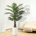 thumbnail image 6 of Artificial Palm Plant 6 FT， Faux Palm Tree in White Taper Planter with River Rock, Tall Fake Palm Trees with Adjustable Branches for Indoor Home Decor, Office, Pet-Friendly Spaces, 6 of 7