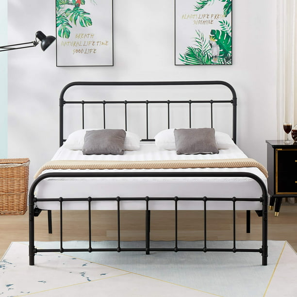 Dikapa Queen Size Bed Frame Base Metal, Queen Bed Mattress Box Spring And Frame