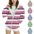 thumbnail image 5 of Fmbrln Girls and Boys Full Zip Up Fleece Hoodies Coat Long Sleeve Stripe Print Hooded Sweatshirts Fall Winter Fashion Outwear with Pockets, Sizes 4-14Y, 5 of 5