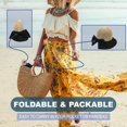 thumbnail image 4 of Straw Sun Summer Hat for Women, Female Wide Brim UPF 50+ UV Protection Bowknot Cap, Stylish Braid Visor, Ladies Foldable Roll Up Packable Floppy Beach Hat with Windproof Chin Strap, Black / Beige, 4 of 5