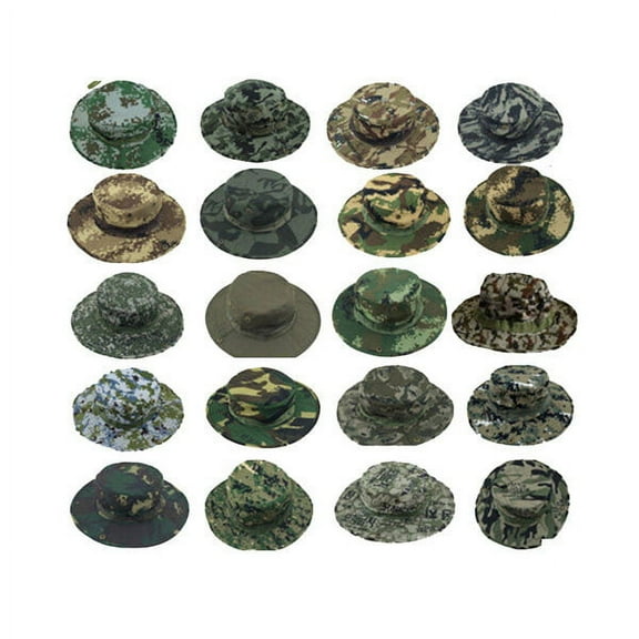KALLORY 1Set Mission Cooling Boonie Hat Camouflage Flat Style Sun Protection Ventilation Unisex