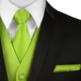 thumbnail image 4 of Best Tuxedo Men's Solid Satin Formal, Tuxedo, Wedding, Prom, Cruise Vest, Tie & Hankie Set in Lime, 4 of 4