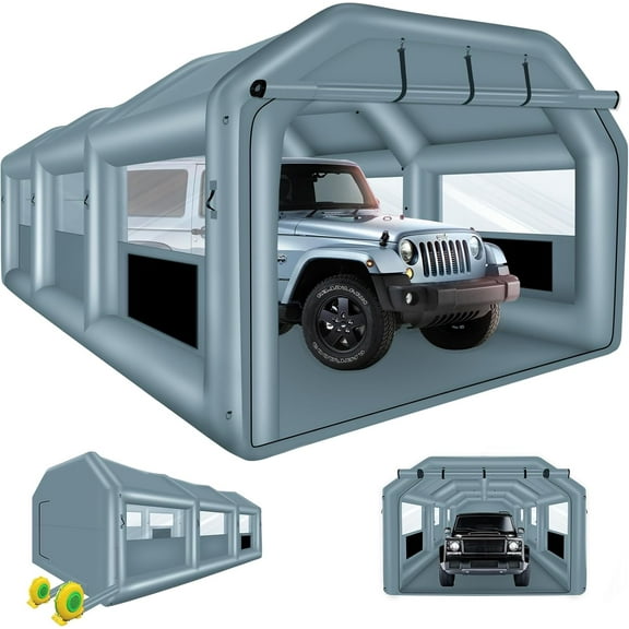 xhyhwyd Inflatable Spray Booth 26x14.4x9.5 ft Portable Inflatable Paint Booth Tent with Air Filter System for DIY Spray Car Parts Painting Motorcycle (Blowers Excluded)