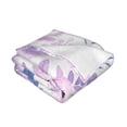 thumbnail image 3 of YFYANG Lightweight Warm Flannel Blanket, Purple Floral Watercolor Pattern Throw Blanket for Bed, Sofa, Travel, Camping, 80"x60", 3 of 7
