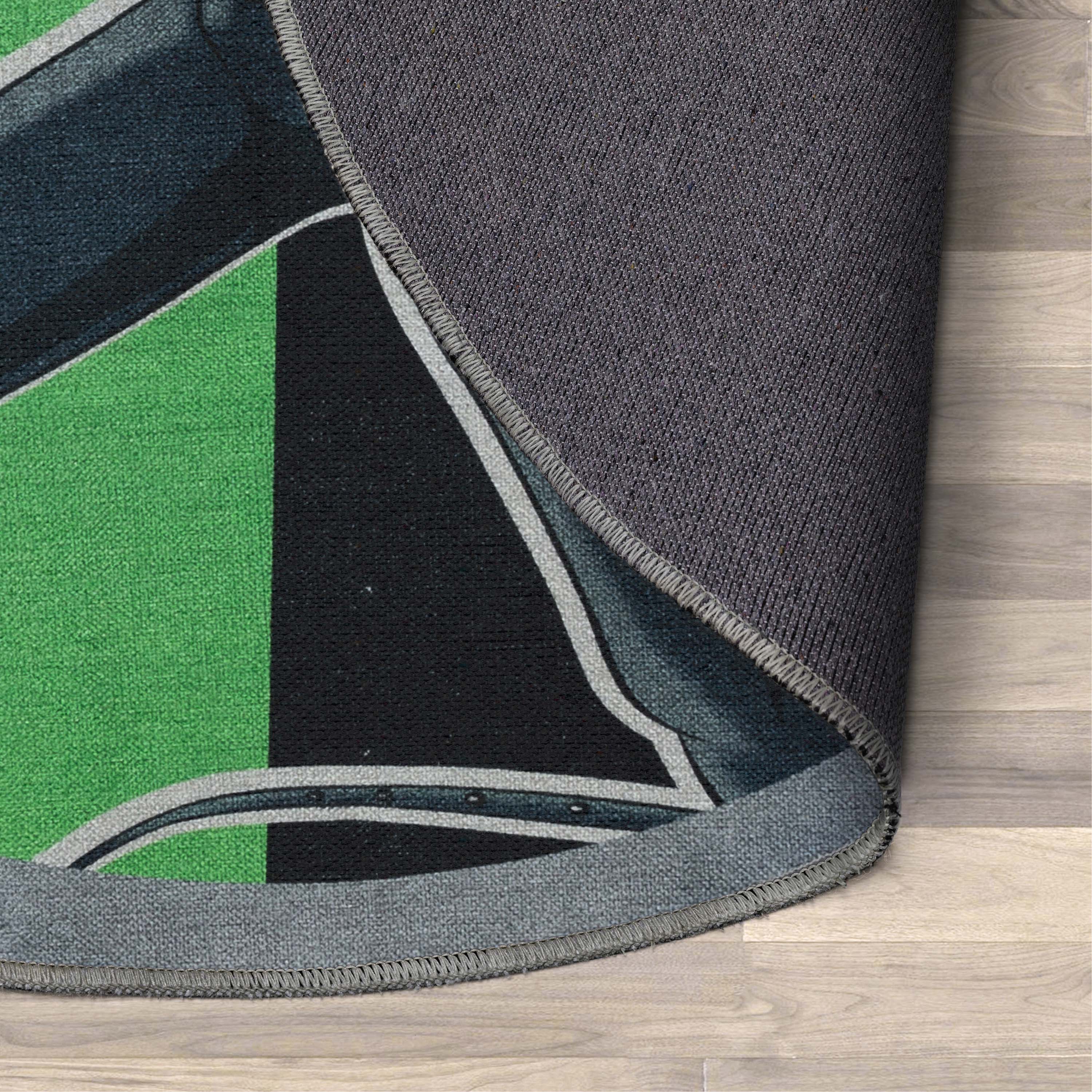 Well Woven Miraculous Ladybug Cat Noir Green 6'7" Round Rug