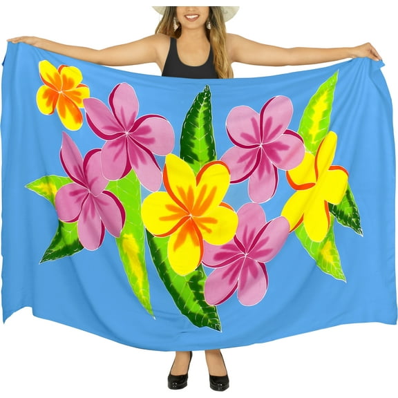 HAPPY BAY Women's Beachwear Summer Bikini Wraps Beach Wrap Sarong Coverups Skirt Bathing suit Swimsuit Swimwear Swim Cover up for Women One Size Lapis, Floral